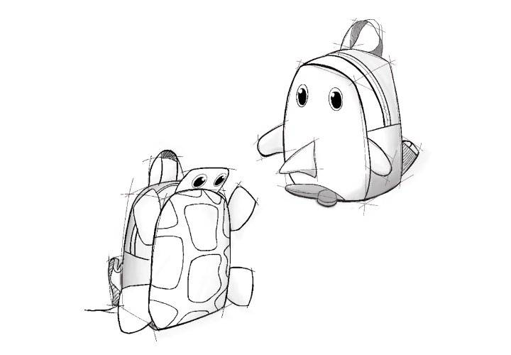 Design draft of a children backpack