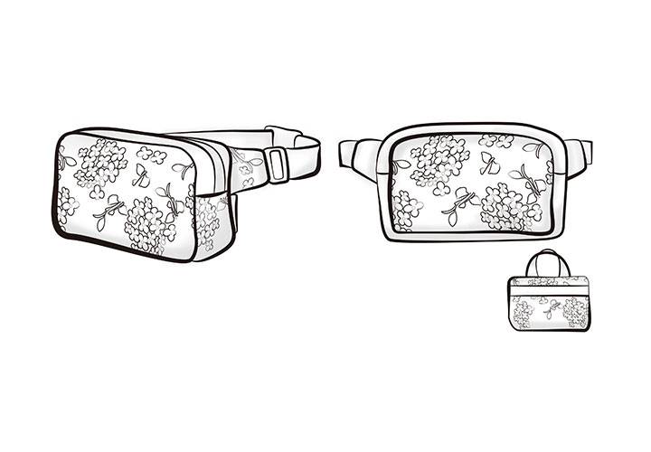 The design draft of a custom casual fanny pack product.