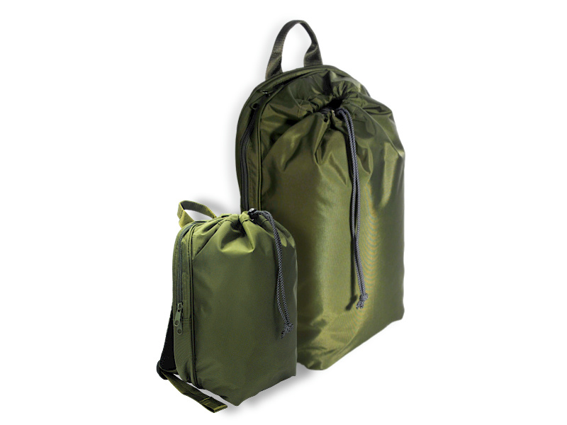 绿色大小束口背包
