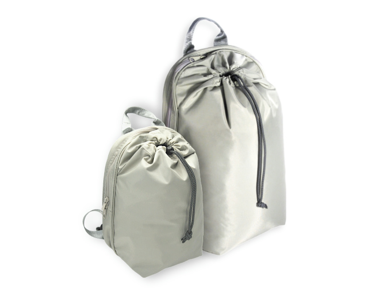 银色大小束口背包